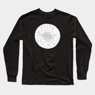 Universe Sky Map Ink Drawing, Cosmos Illustration Long Sleeve T-Shirt